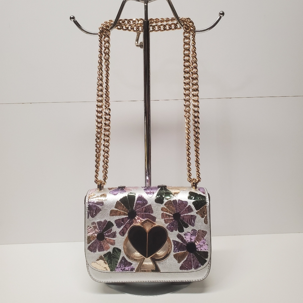 Kate Spade Small Nicola Floral Twistlock Wallflower Leather Purse RARE